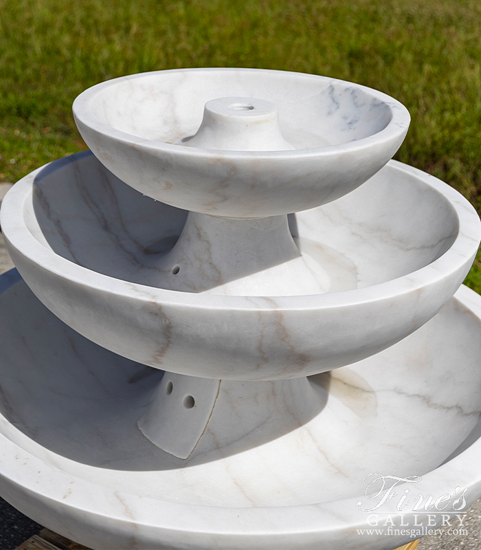 Marble Fountains  - Contemporary Style Three Tiered Fountain In Statuary White Marble - MF-2184